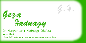 geza hadnagy business card